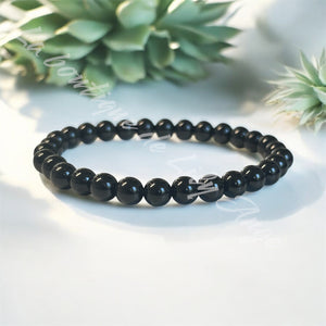 Bracelet Spinelle noire 6 mm A