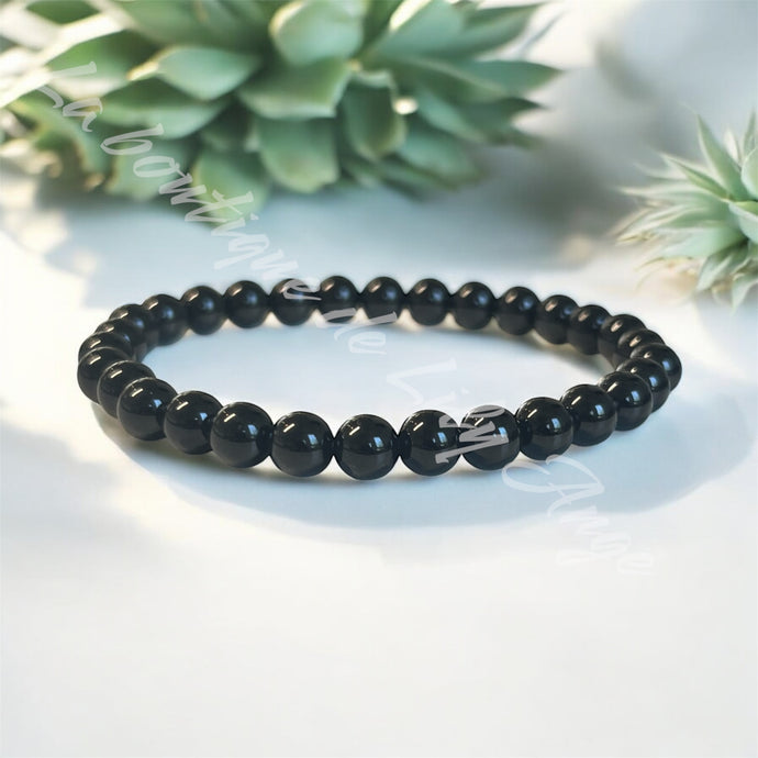 Bracelet Spinelle noire 6 mm A