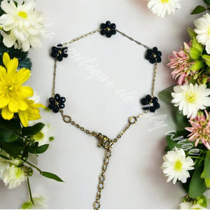 Bracelet fleurs noires