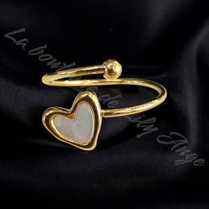 Bague Coeur Blanc ouverte