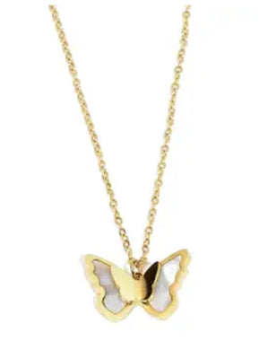 Collier papillon blanc