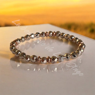 Bracelet hématite facetté rose 6mm A