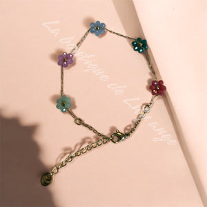 Bracelet fleurs multicolores