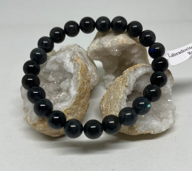 Bracelet boule Labradorite noire  A 8mm