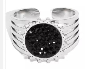 Bague strass noir