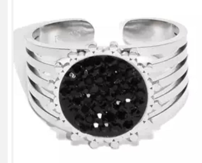 Bague strass noir