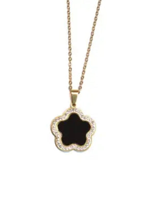 Collier fleur noire