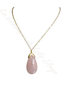 Pendentif goutte Quartz rose