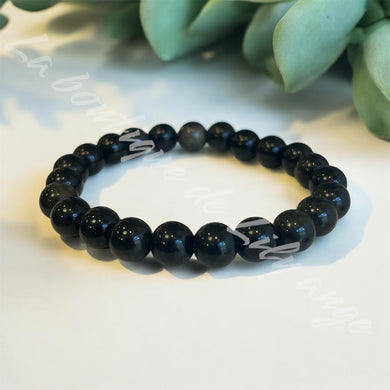 Bracelet Obsidienne Dorée