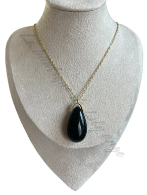 Pendentif goutte Obsidienne noire