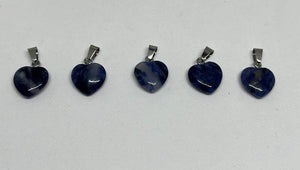 Pendentif coeur Sodalite A 15mm + cordon