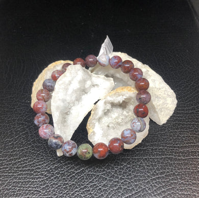 Bracelet boule Agate crazy lace rouge 8mm AA