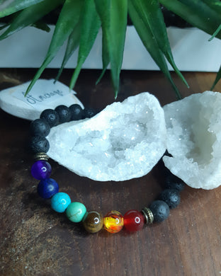 Bracelet Pierre de lave/ 7 chakras