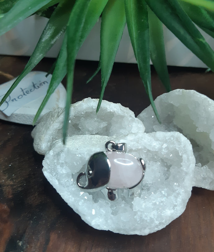 Pendentif  enfant Quartz rose + cordon